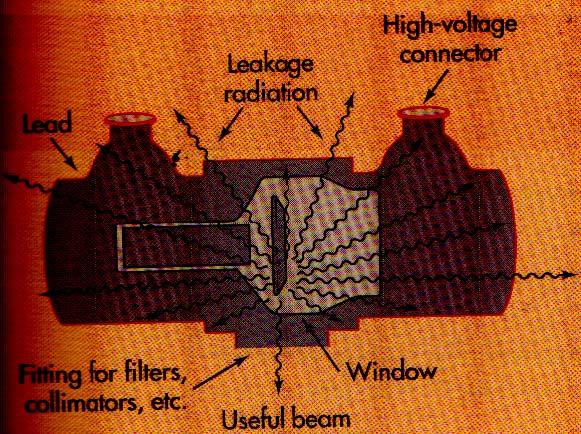 Alloggiamento di Protezione La radiazione è emessa isotropicamente: Fascio utile: il fascio emesso attraverso al finestra del tubo Radiazione di fuga: la radiazione che