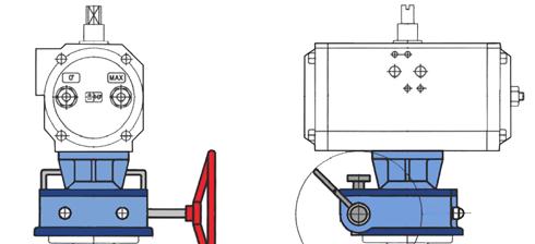 Pneumatic Actuators UT Type extruded alluminium body - Air pressure operation from 2 to 10 bar - Temperature from -20 + 100 C - Angle of rotation 90 - ISO 5211 and NAMUR VDI