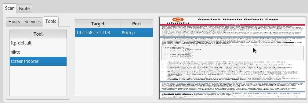 Se andiamo sotto Tools, troviamo la schermata di default di Apache.