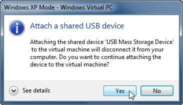 Viene aperta la schermata "Associa dispositivo USB condiviso". Fare clic su Sì. Viene visualizzato il messaggio "Trovato Nuovo Hardware".