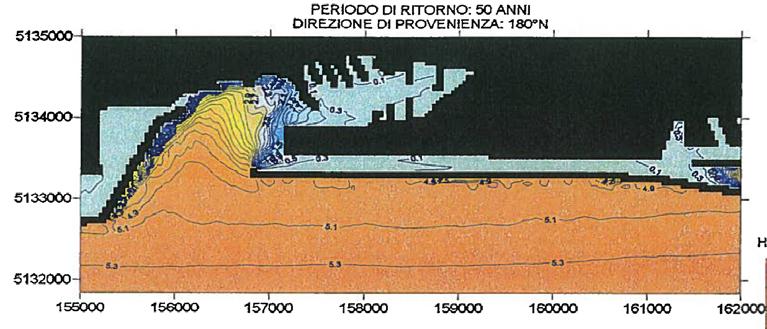 simulazioni tr 50 anni - onde estreme al largo provenienti da 210 N Nella tabella seguente si