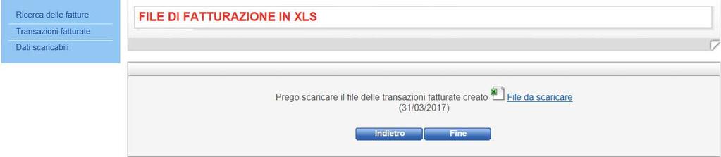 Report e scarico file di fatturazione in formato excel (2/2) Dopo aver scaricato il file in formato