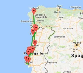 Tour del Portogallo e Santiago de Compostela (da Lisbona) in breve.