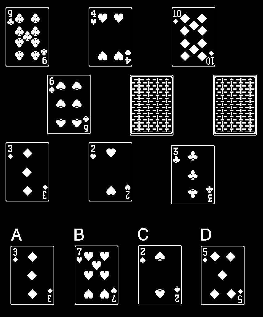 RSB0031 Dopo aver osservato l'insieme delle carte indicare in quali box sono contenute le due carte girate. a) Box D e box C.