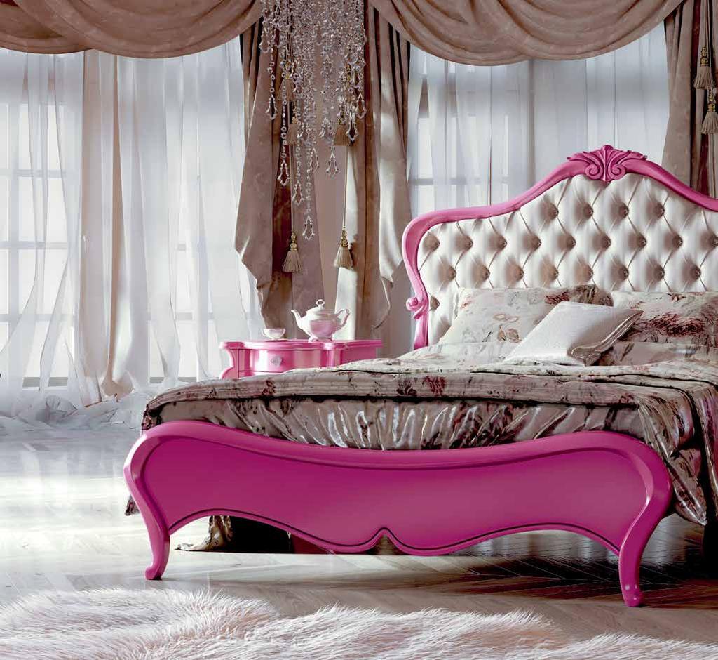 la nouvelle vie Composizione 27 278 letto corinne fucsia con pediera ecopelle bianco - bottoni swarovski cod.