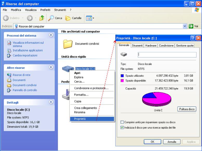 Esplora Risorse: Panoramica (2) Tasto sinistro del mouse su una delle icone di dispositivo per