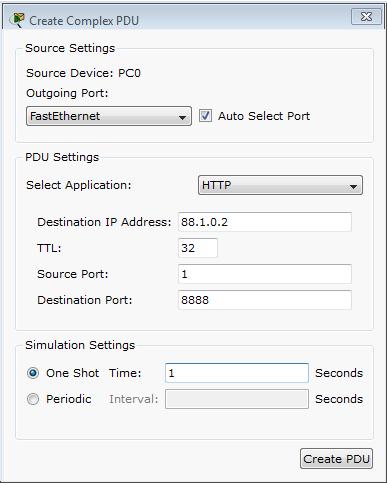 Esercizio 13 Verificare la connettività della rete e la raggiungibilità del Server0 usando lo strumento Add Complex PDU Generare il PDU dal PC0 Selezionare application HTTP Attenzione: Come indirizzo