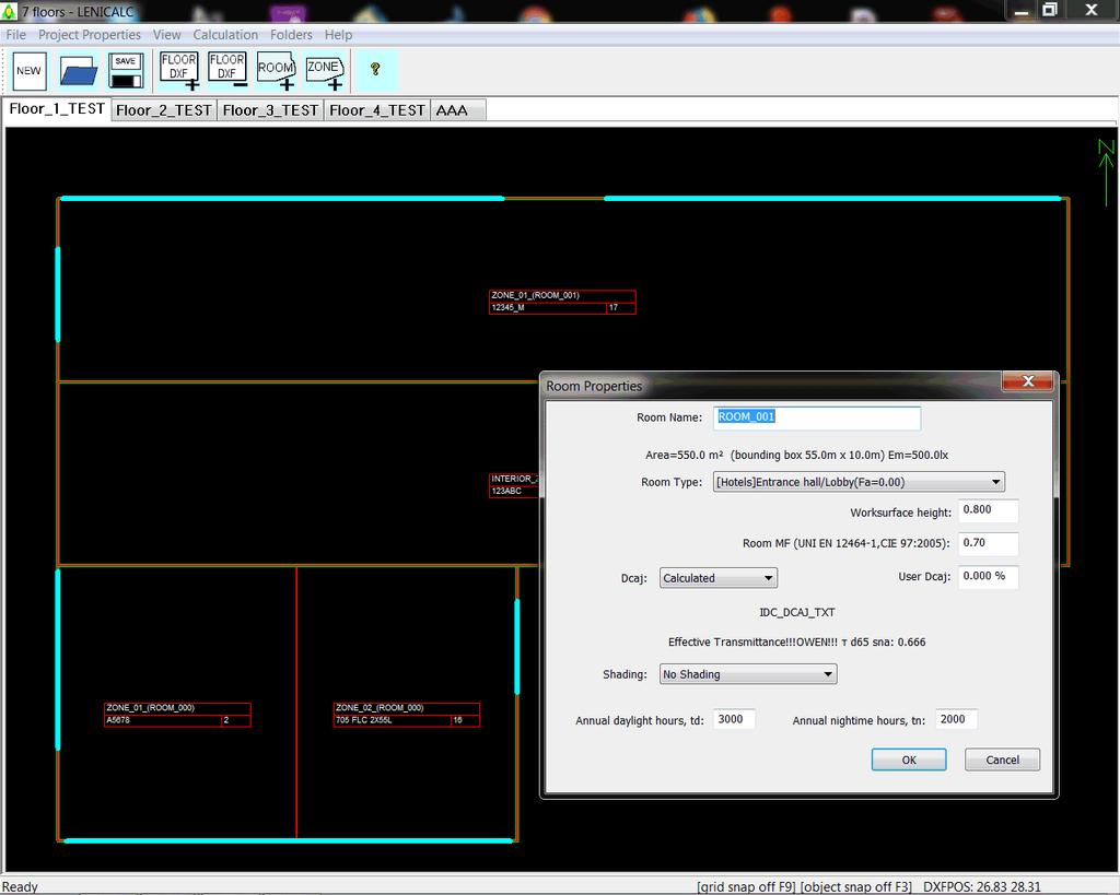 Flusso logico LENICALC Sezione Room Properties : propedeutica alla