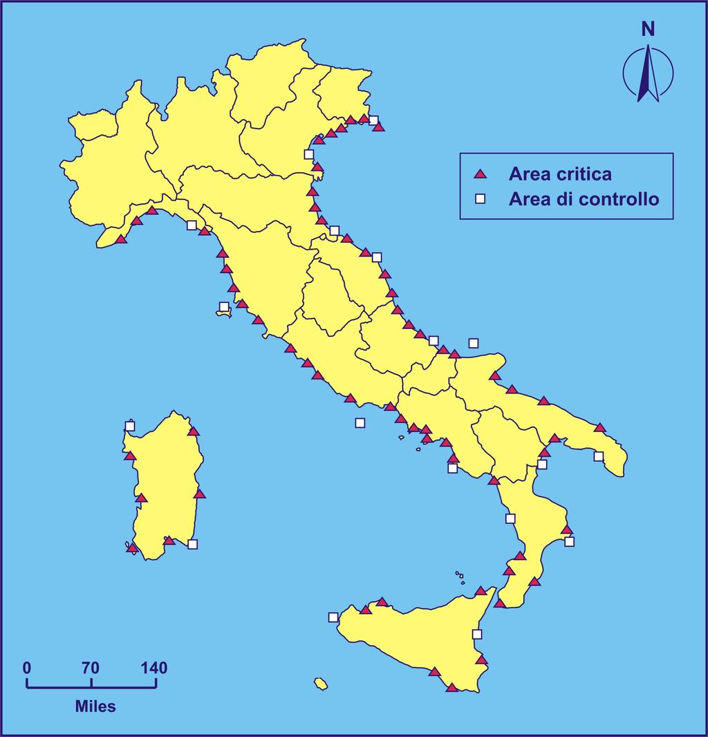 TRIENNIO 2001-2004 mappa delle stazioni di campionamento ai sensi della Legge