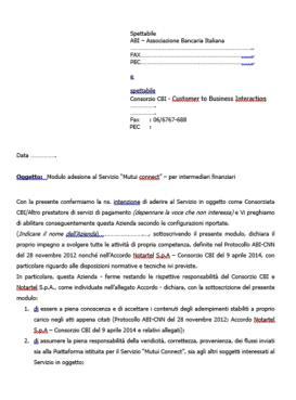 Modalità di adesione all iniziativa Step procedurali Scaricare il modulo di adesione all iniziativa disponibile nella sezione «Servizi di Nodo» del sito del Consorzio CBI (www.cbi-org.