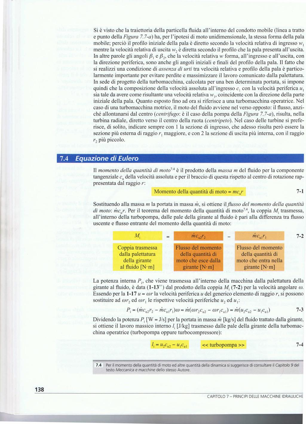 Si è visto che la traiettoria della particella fluida all'interno del condotto mobile (linea a tratto e punto della Figura 7.