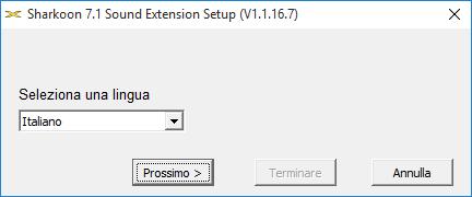 1. Installazione del Software (solo PC con Windows) 1. Scaricare la 7.1-Sound-Extension software del nostro sito web il www.sharkoon.com. 2. Avviare l applicazione 7.1-Sound-Extension Setup. 3.