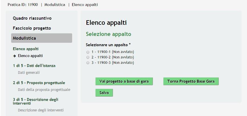 Figura 10 Modulo Elenco Appalti In questo modulo è