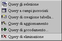 QBE: altri tipi di query Creare una query: fare clic su Query nell'elenco degli oggetti di Access, poi clic su
