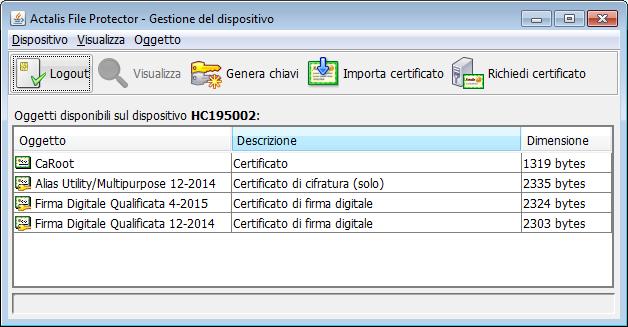 Selezionare il certificato di FIRMA QUALIFICATA di