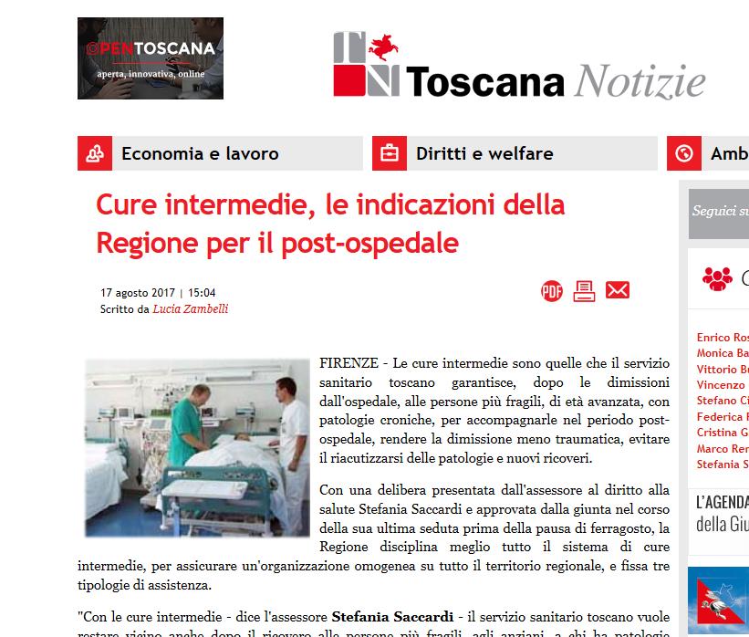 Si ribadisce l'attribuzione territoriale delle cure intermedie e si conferma come obiettivo quello di garantire cure a pazienti post-acuti, ancora in situazione di malattia, non così grave da