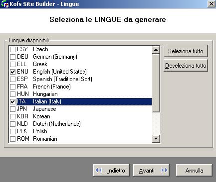 Selezioniamo le lingue con cui vogliamo