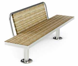 A richiesta può essere usato legno di pregio. Bench L.1800 mm in stainless steel.