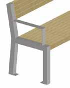 To provide more stability to the bench, one reinforcement is fixed centrally to the seat and one to the backrest. Upon request it can be supplied with armrests.