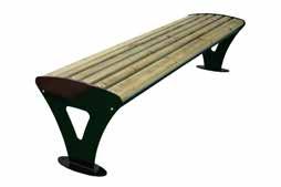The seat and the back are constituted of pine wooden slats which are fixed on 3 plate supports. All metal parts are galvanized and powder coated.