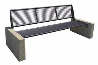 Le parti metalliche sono zincate e verniciate. Bench L.2340 mm with two squares concrete supports on each side.