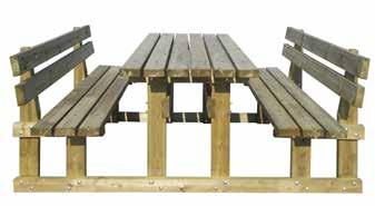 Set Pic Nic Coperto Gruppo tavolo e 2 panche con schienale, realizzato in legno di pino impregnato in
