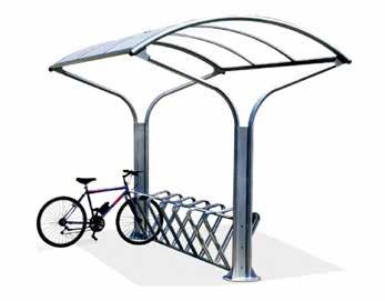 Coperture bici Bike Covers Terminal Bike Pensilina per copertura biciclette con montanti in tubolare che possono avere all estremità una piastra per il tassellamento al suolo o essere allungati per