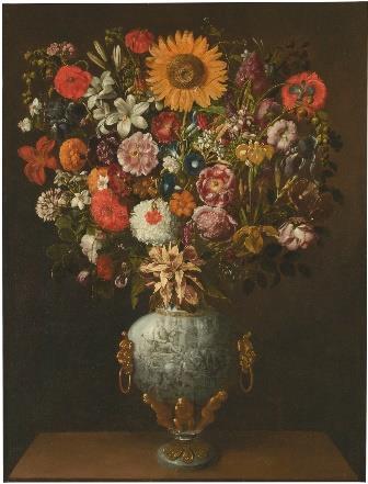 Fiori con quadriga vista di profilo / Vase of Flowers with a