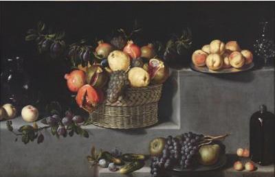 4 Juan van der Hamen y León Natura morta: Frutta e Vasi in Vetro