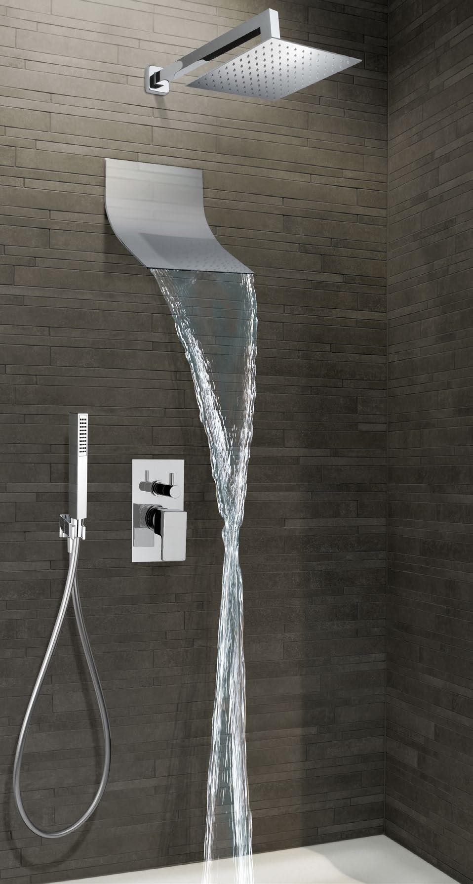 soffione 15025 Quadrato Soffione Tucano in acciaio inox a cascata ultrasottile. Nice curved wall waterfall. Riesenbrausekopf. soffione 6085 a cascata Mix incasso doccia con deviatore a 3 uscite.