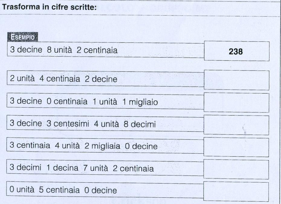 TRASFORMAZIONE IN CIFRE valuta l abilità del bambino nell elaborare la