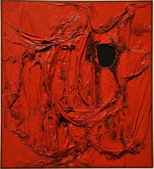 2. Alberto Burri, Grande Rosso P. n. 18 Grande Rosso P. n. 18 è un opera fatta da un famoso artista. L artista si chiama Alberto Burri. Questa opera è fatta di stoffa e plastica. La stoffa è nera.