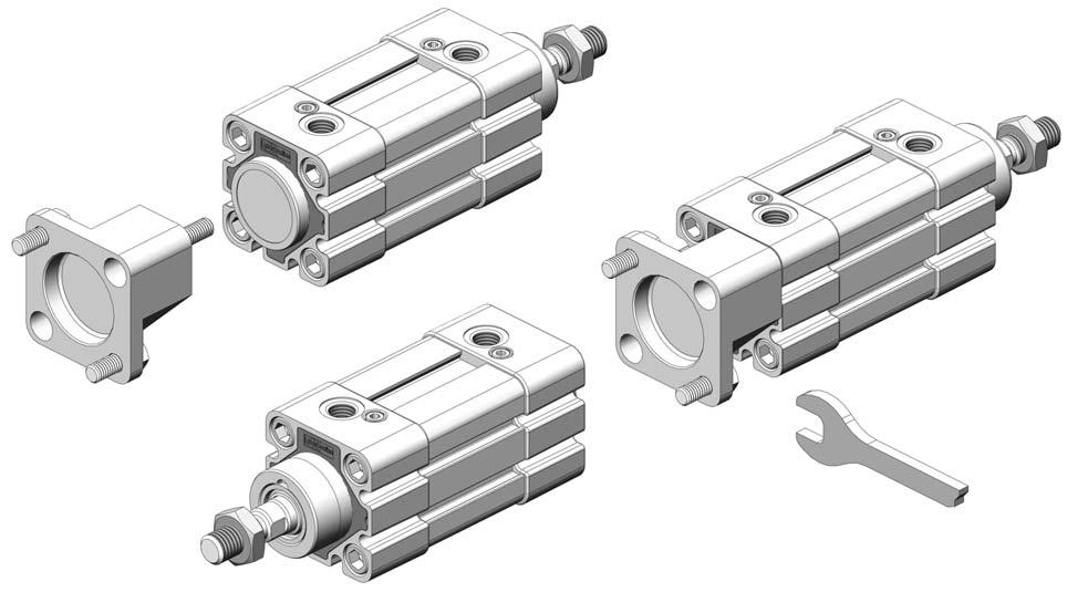 cilindri ISO 431 VDMA cylinders ISO 431 VDMA Questa flangia intermedia deve essere inserita tra due cilindri ISO 431 VDMA per formare un cilindro contrapposto.