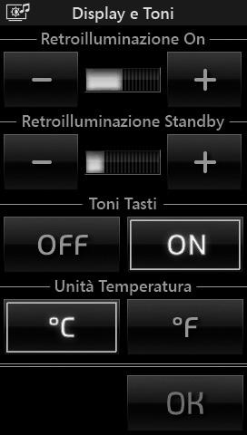 Menù principale Data e Ora Toccando l icona è possibile effettuare la regolazione dell ora e della data visualizzata.