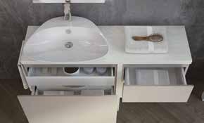 Top soprabase melaminico in Rovere Gessato Artico con lavabo in ceramica Plettro.