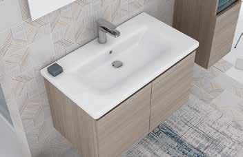 26 Washbasin unit Soft 100 2 drawers with White Larix finish.