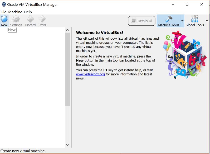 Istruzioni per VirtualBox - 1 Nella schermata iniziale di VirtualBox, premere «New» per creare una nuova macchina