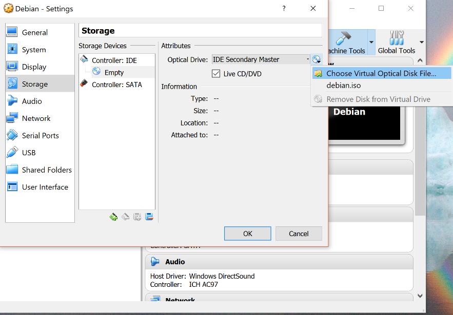 Istruzioni per VirtualBox - 3 Dopo aver selezionato «Empty», spuntare la voce