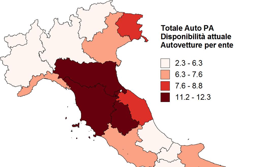 Cart. 5 Amministrazione locale: disponibilità attuale (1/4/2014) Totale Auto PA per ente rispondente