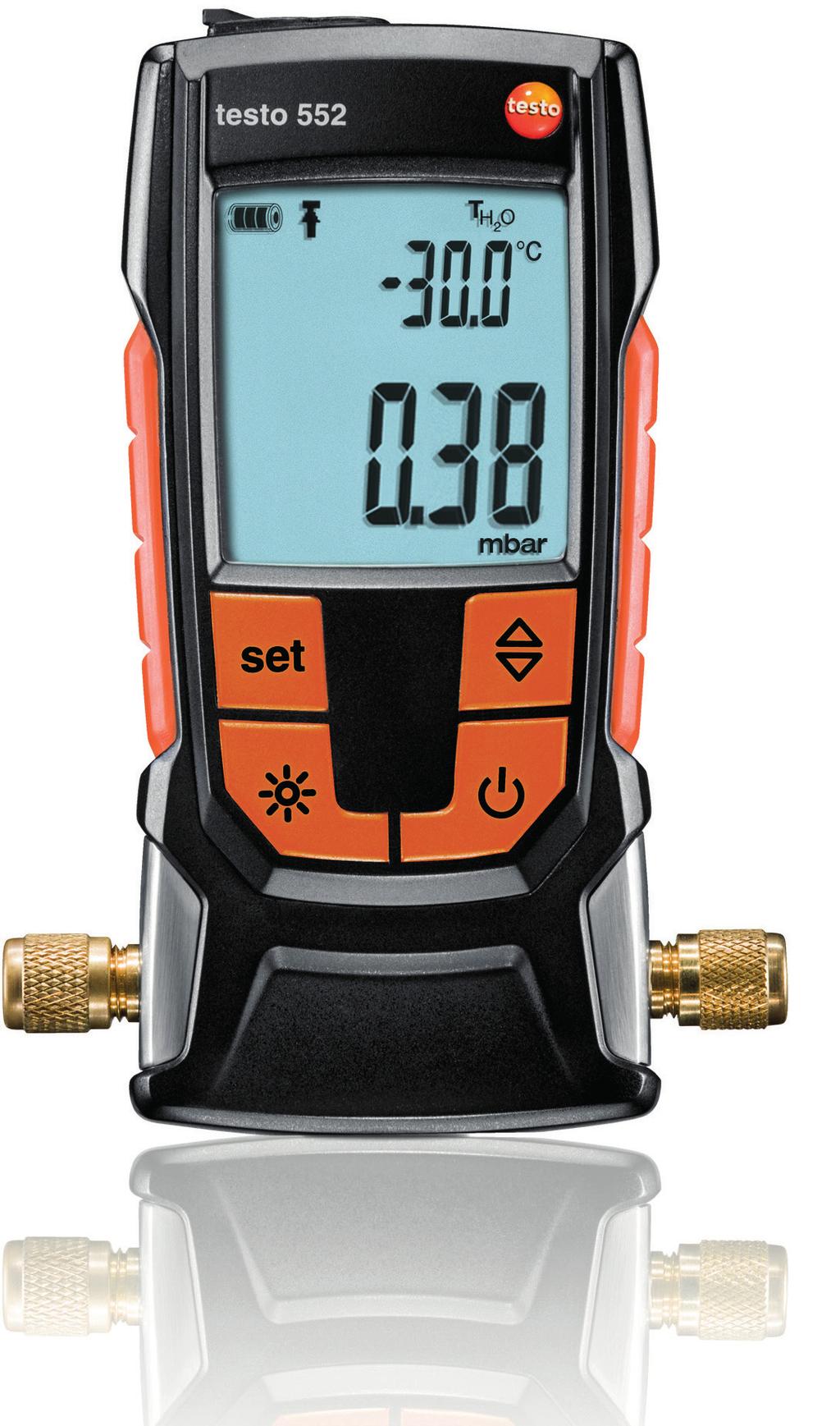 ottico al superamento dei valori limite Estremamente robusto e resistente ad acqua/ sporco (IP 42) Bluetooth + App App testo Smart Probes download gratuito testo 552 è un vacuometro digitale