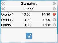 Selezione tipo di Programmazione Modifica Fasce Orarie Abilitazione Crono Per Abilitare/Disabilitare il funzionamento del CRONO, pigiare sulla scritta Abilita CRONO.