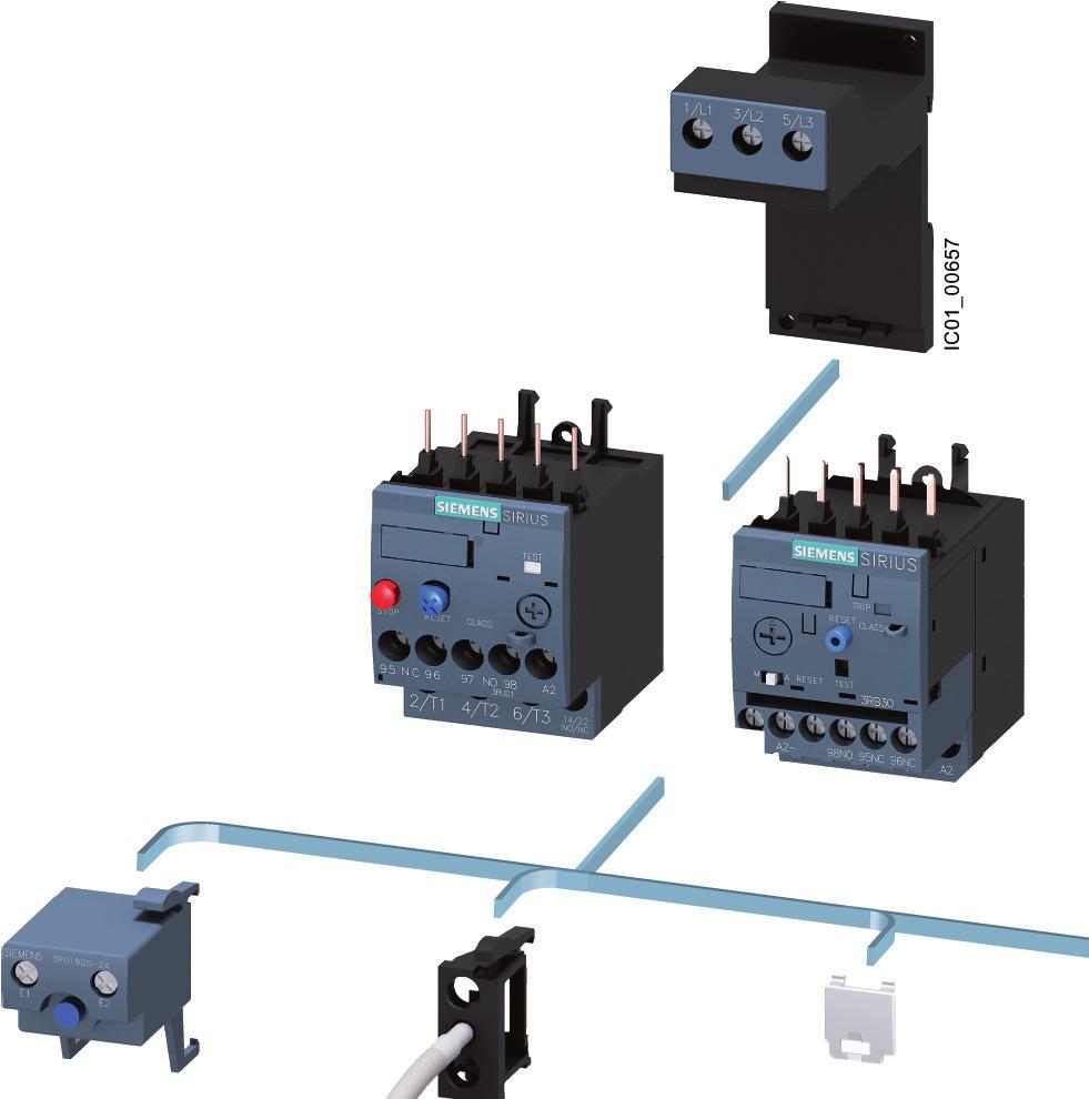 Accessori per relè termici di sovraccarico RU, relè elettronici di sovraccarico RB0/ e relè di controllo corrente RR (S00 S) 8 Per Esecuzione grandezza costruttiva Elemento di