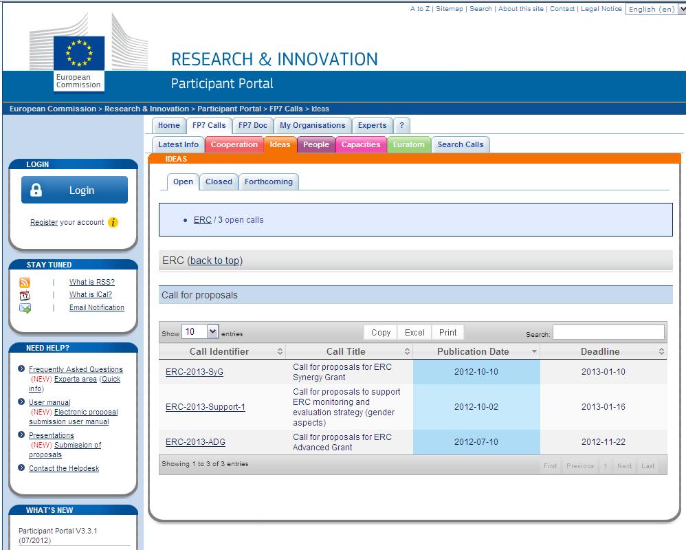 ERC proposal ECAS Account (1) http://ec.europa.