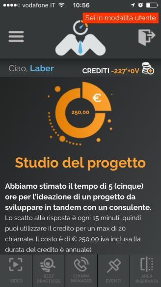 Premendo il pulsante dei crediti si aprirà la