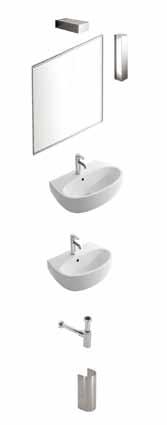 Installazione sospesa. Basin 50cm one hole. Provided with overflow. Wall-hung installation.