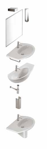 Suitable for wall-hung installation or mounted on wall-hung pedestal. To be combined with brass chromium-plated towel rail. Fixing kit included. Lavabo GRACE sx 69.45 cod. BO022.