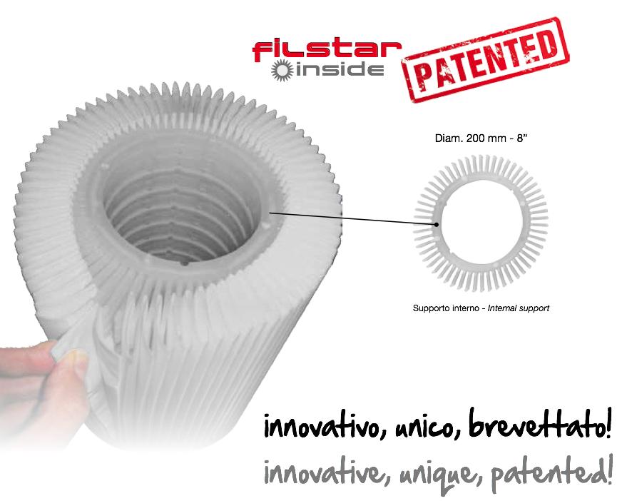 Le due reti sono mantenute sempre perfettamente aperte e in posizione da una speciale struttura rigida in polipropiline: il sistema filstarinside Il sistema filstarinside impedisce la chiusura della