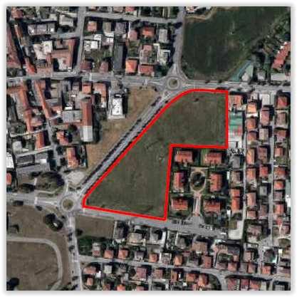 Localizzazione: via Trombello AMBITO DI RIQUALIFICAZIONE: AR-09 Stralcio Tav. PR-01 - Azzonamento Standard residenziale previsto (V/150x18) Area libera Residenziale 17.000 mq 25.500 mc 3.