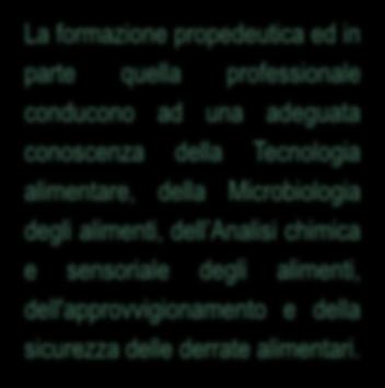 alimenti, dell Analisi chimica e sensoriale degli alimenti, dell'approvvigionamento e della sicurezza delle derrate