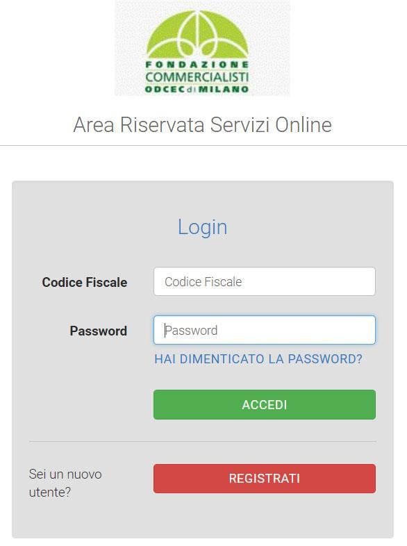 Da questa pagina, cliccando sul pulsante ACCEDI ALL AREA RISERVATA, si verrà indirizzati alla pagina di accesso all area riservata, da cui è possibile registrarsi o inserire le